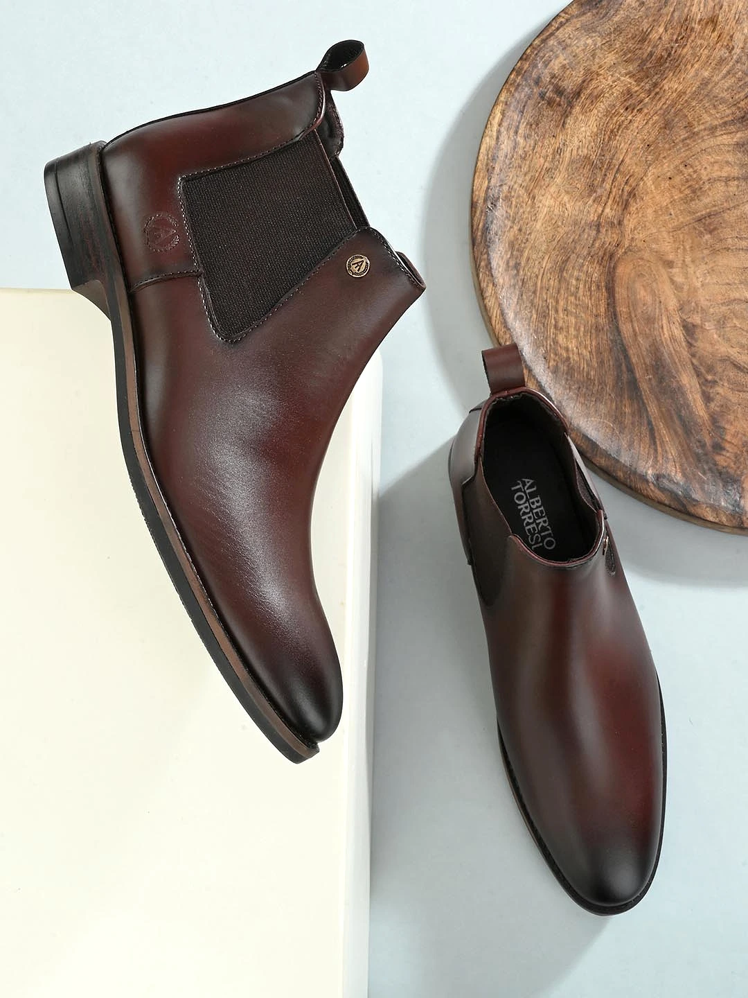 Alberto Torresi Synthetic Bordo Chelsea Boots For Men