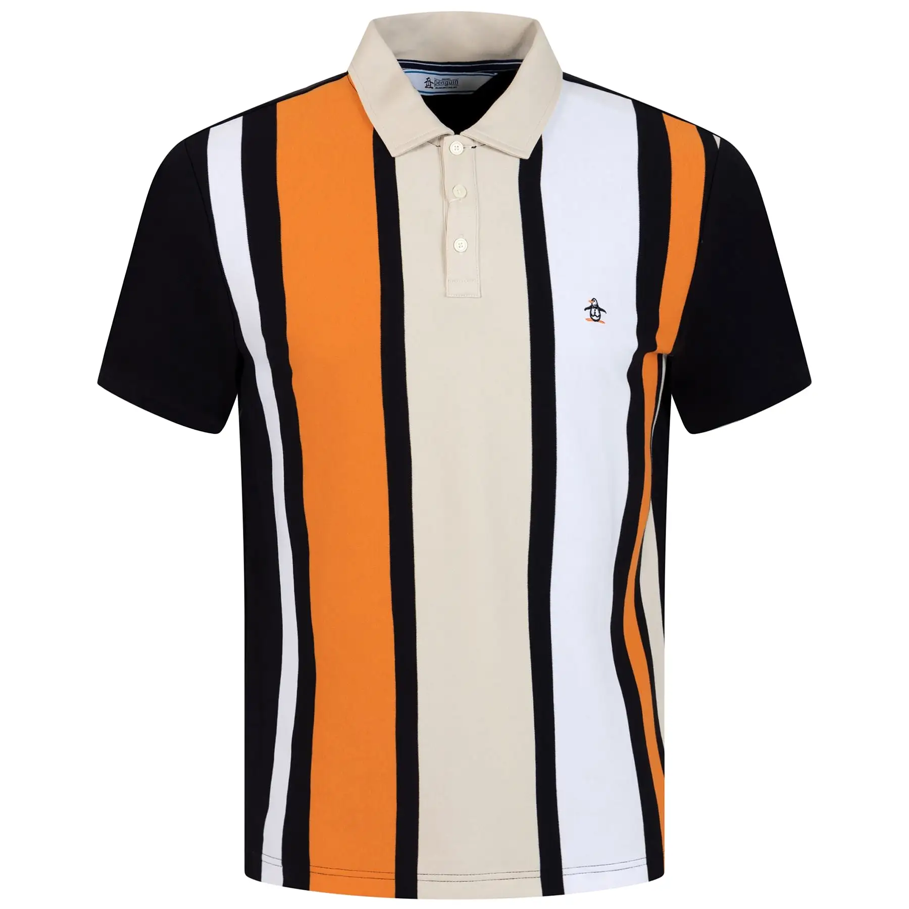 Archive Organic Cotton Interlock Vertical Stripe Polo True Black - AW23