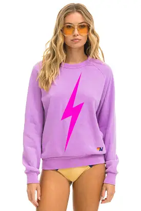 AVIATOR NATION BOLT CREW SWEATSHIRT - NEON PURPLE // NEON PINK