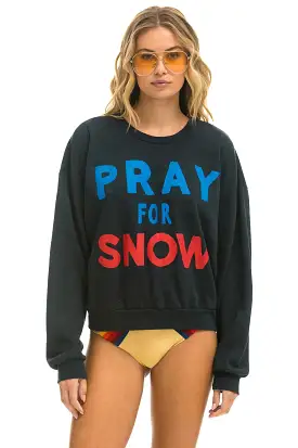 Aviator Nation PRAY FOR SNOW RELAXED CREW SWEATSHIRT - CHARCOAL