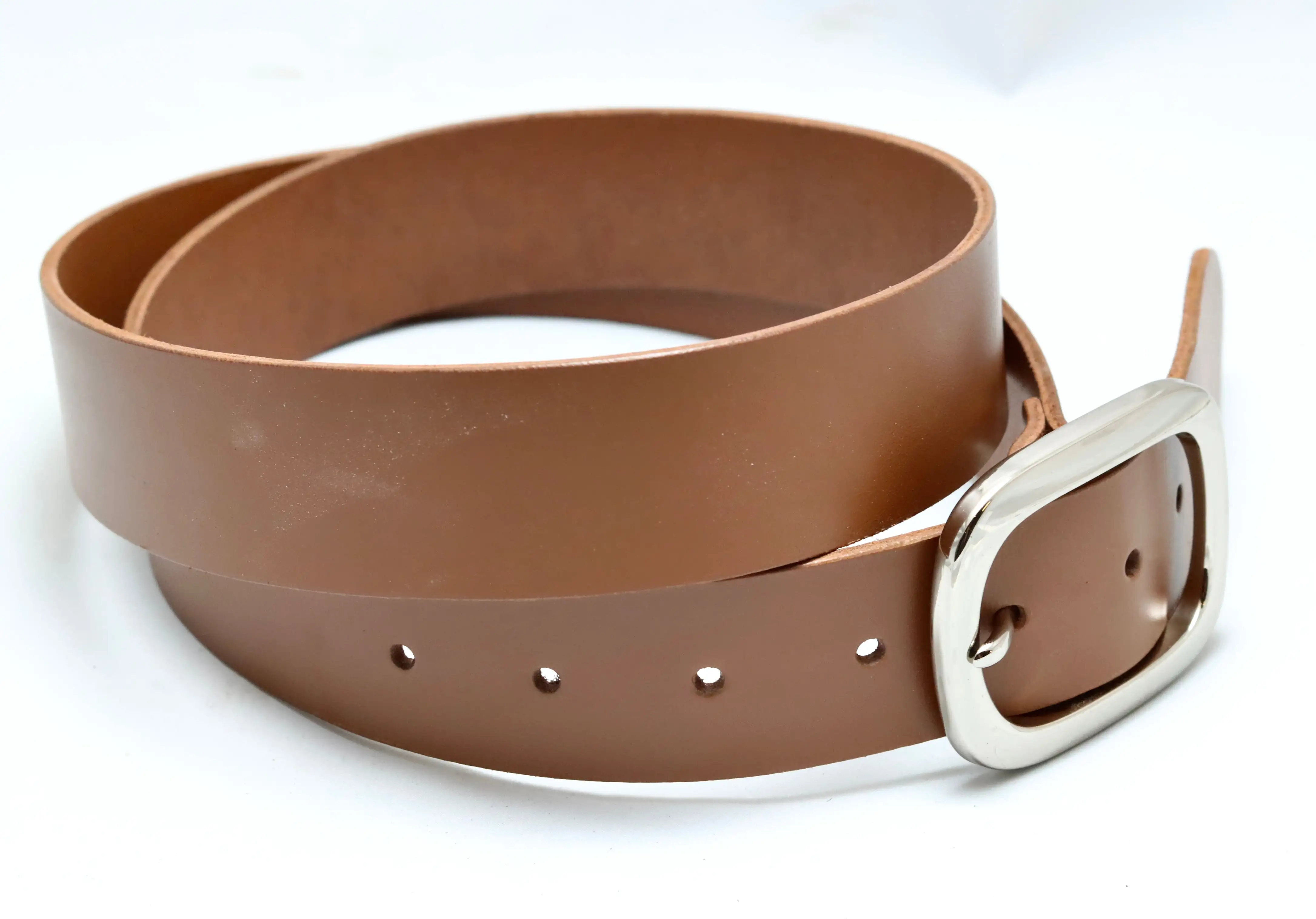 Belt | unstitched wide | light brown | calf