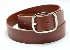 Belt | unstitched wide | mid brown | calf