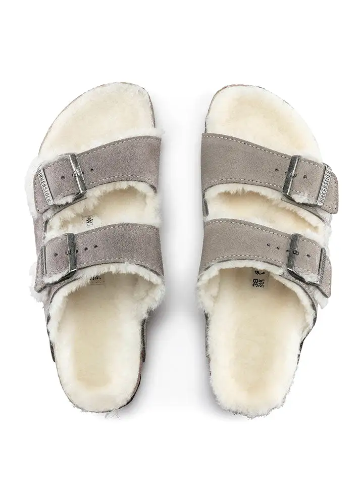 Birkenstock Arizona Shearling Suede 1017403 Stone Coin