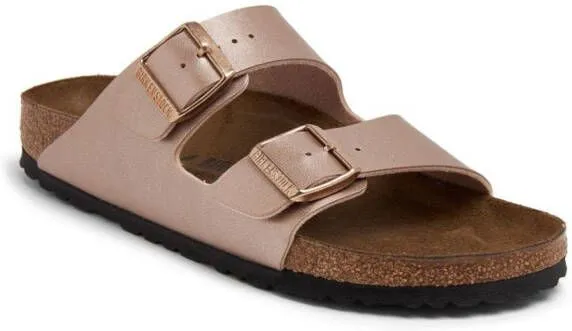 Birkenstock Birko-Flor leather slides Gold