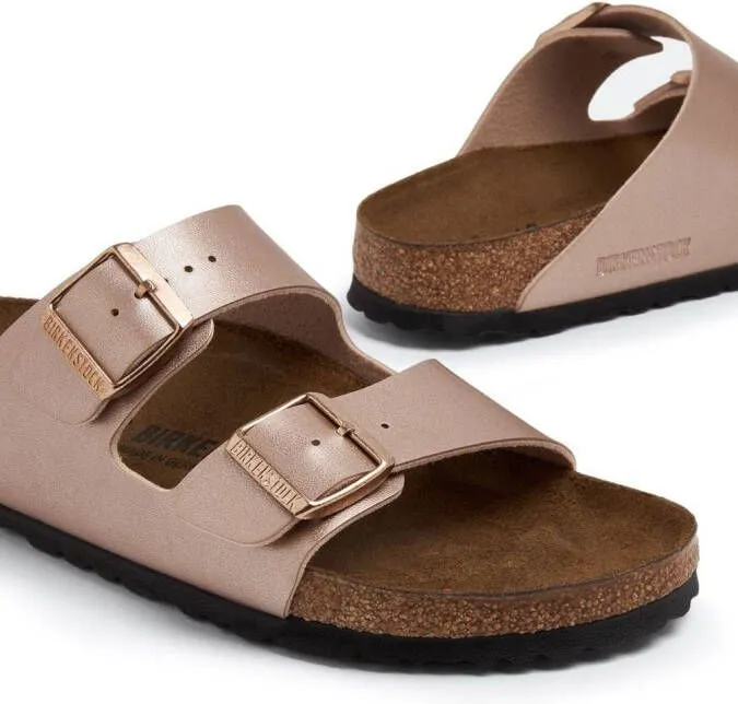 Birkenstock Birko-Flor leather slides Gold