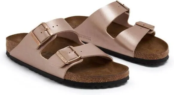 Birkenstock Birko-Flor leather slides Gold