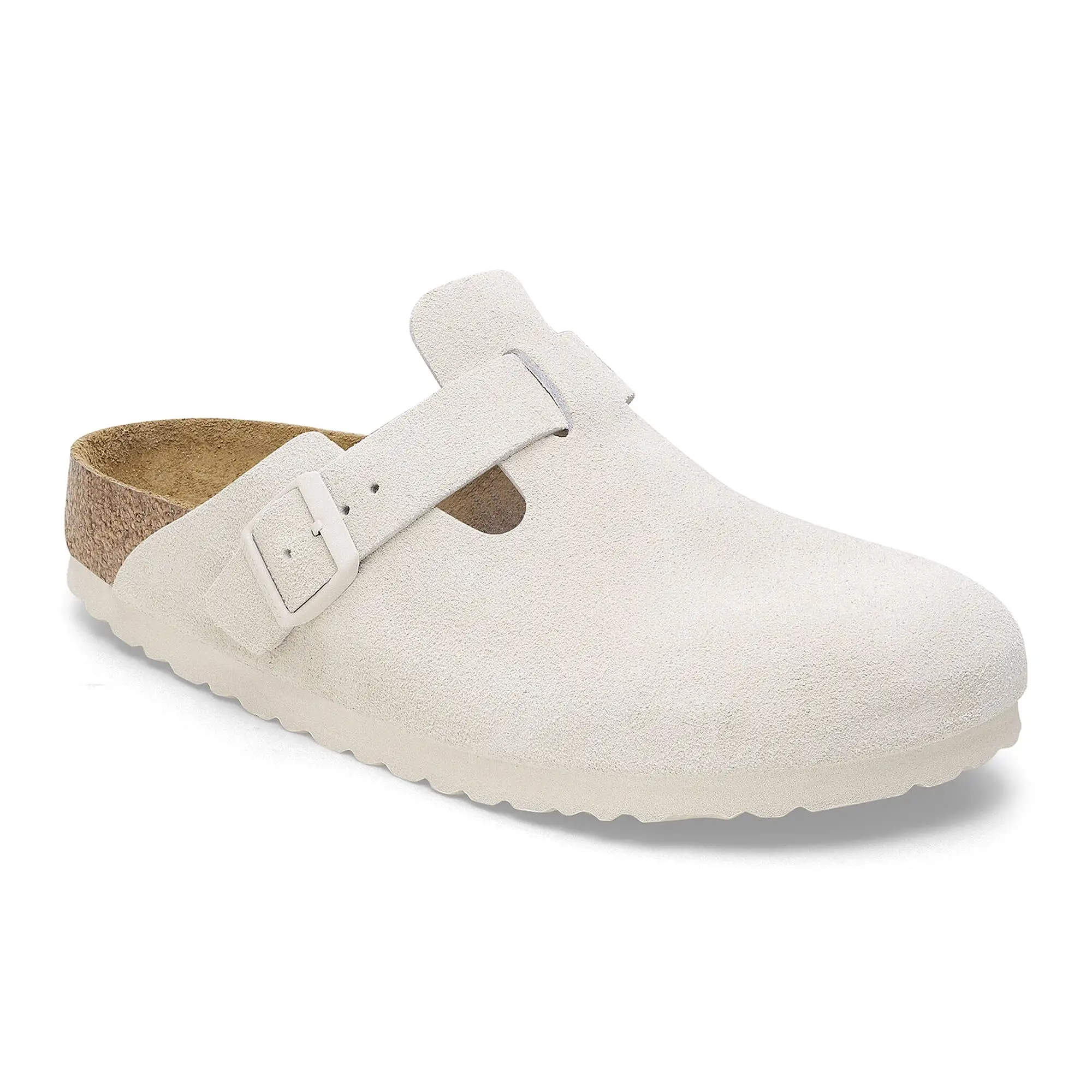 Birkenstock Boston Sandals - Antique White Suede