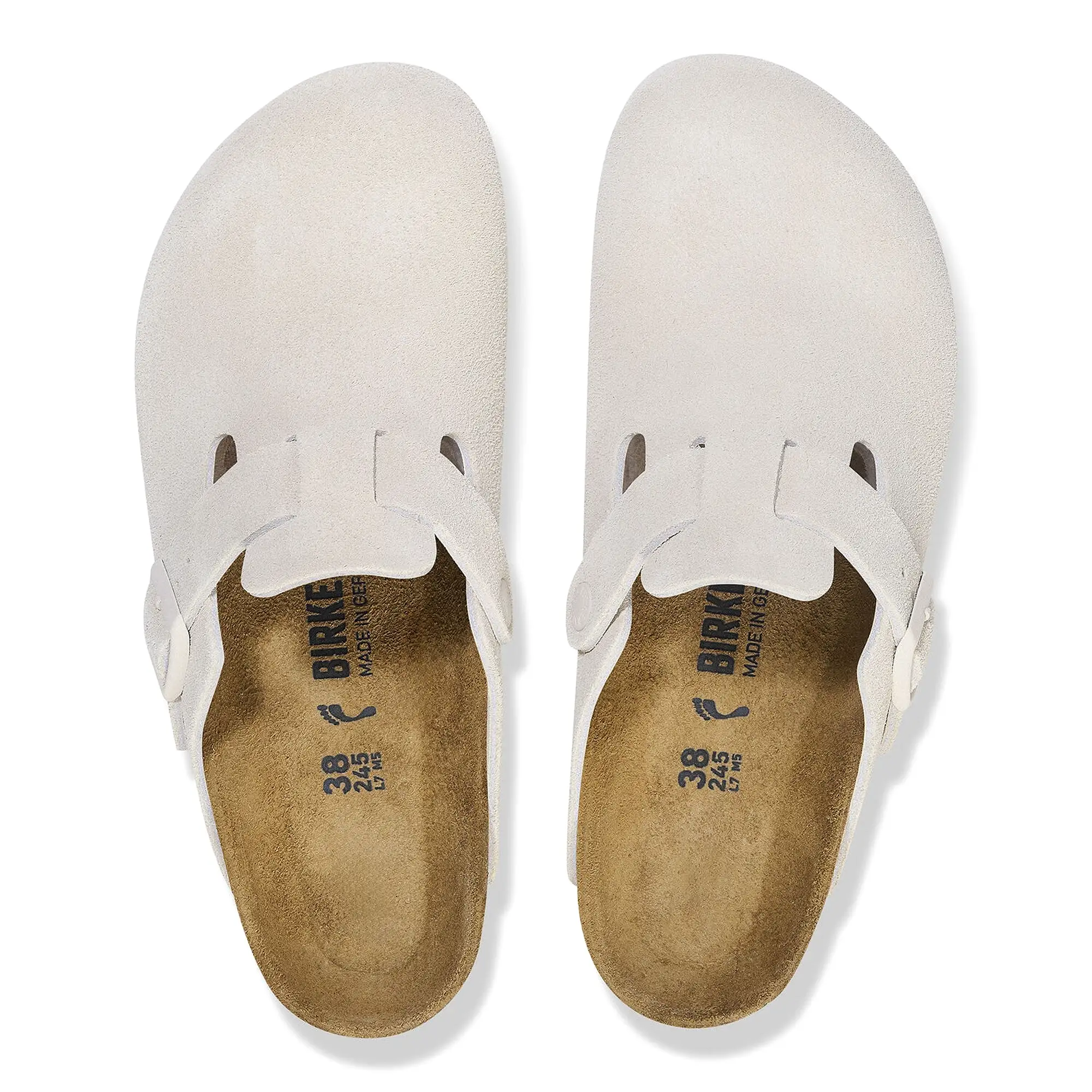 Birkenstock Boston Sandals - Antique White Suede