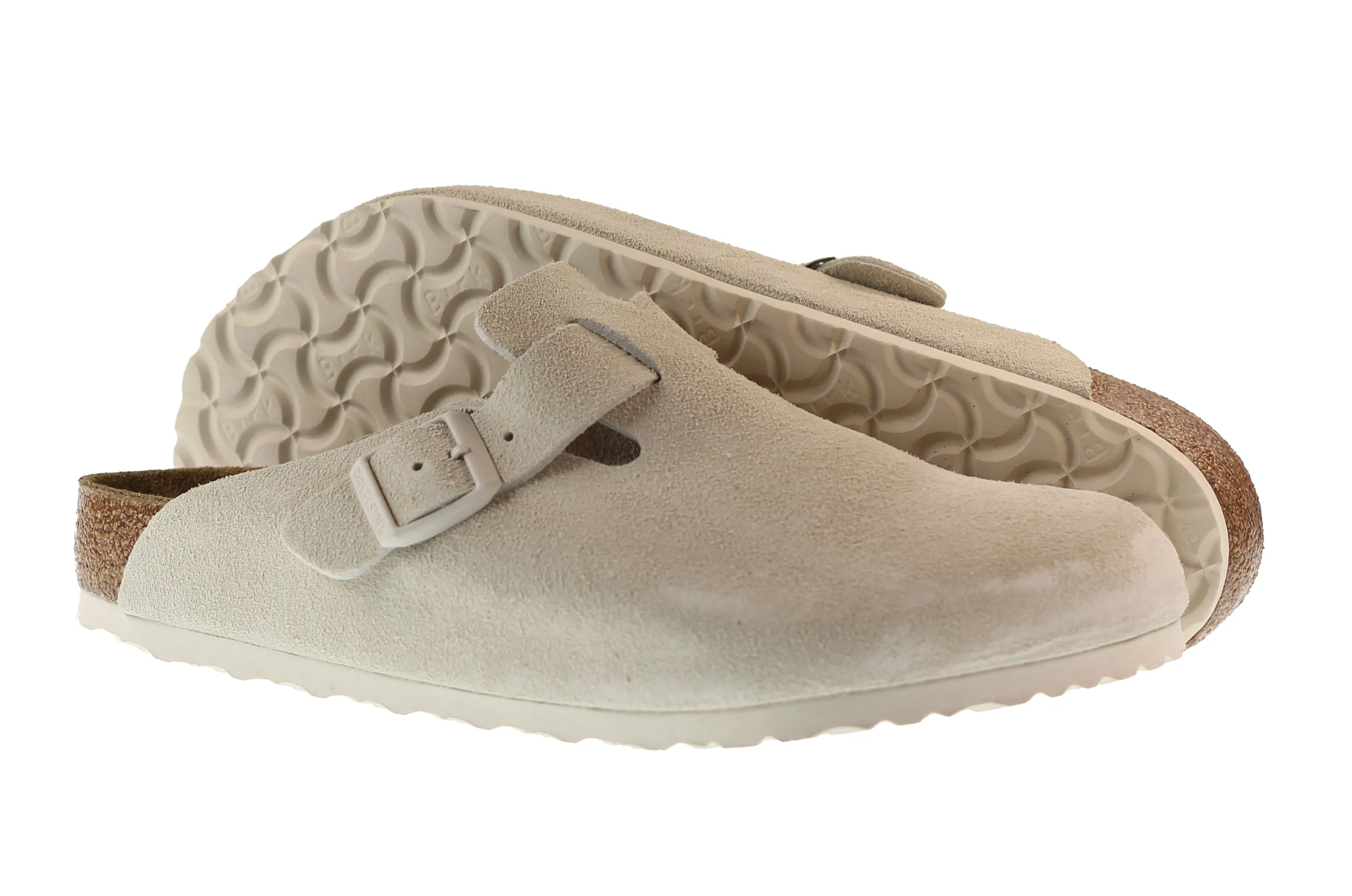 Birkenstock Mens Boston Suede Leather Antique White