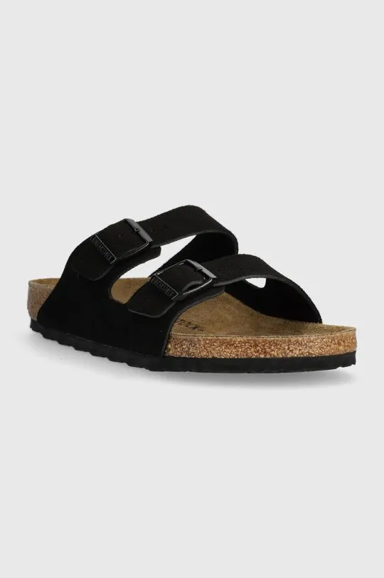 Birkenstock suede sliders Arizona men's black color 1027152