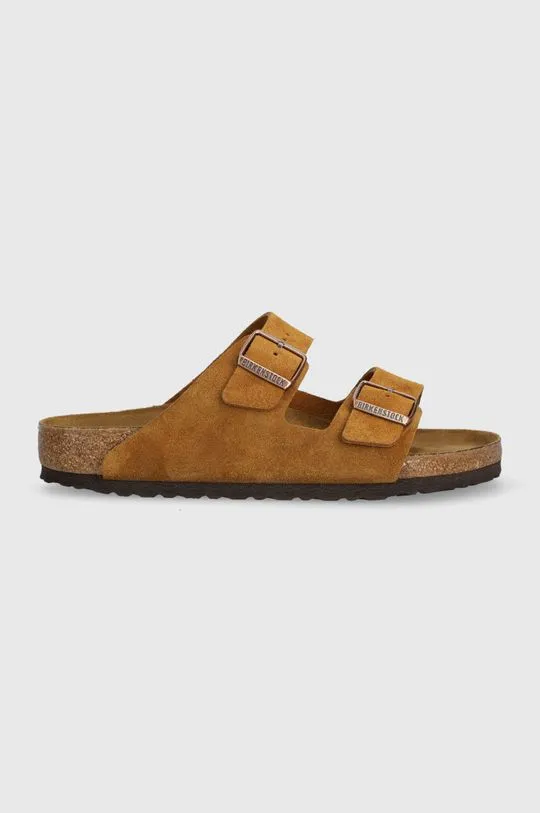 Birkenstock suede sliders Arizona men's brown color 1027082