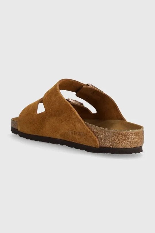 Birkenstock suede sliders Arizona men's brown color 1027082