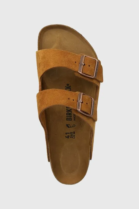 Birkenstock suede sliders Arizona men's brown color 1027082