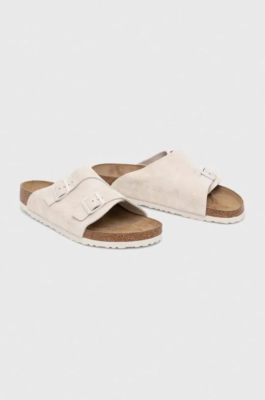 Birkenstock suede sliders Zürich men's beige color 1025028