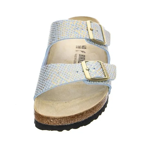 Birkenstock Womens Shiny Python / Dusty Blue Sandals - Narrow Fit