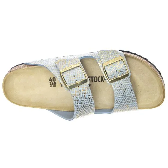 Birkenstock Womens Shiny Python / Dusty Blue Sandals - Narrow Fit