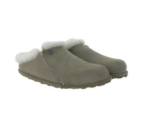 BIRKENSTOCK Zermatt pantofole da donna vera pelle con fodera in pelliccia Made in Germany larghezza stretta 1023144 Grigio