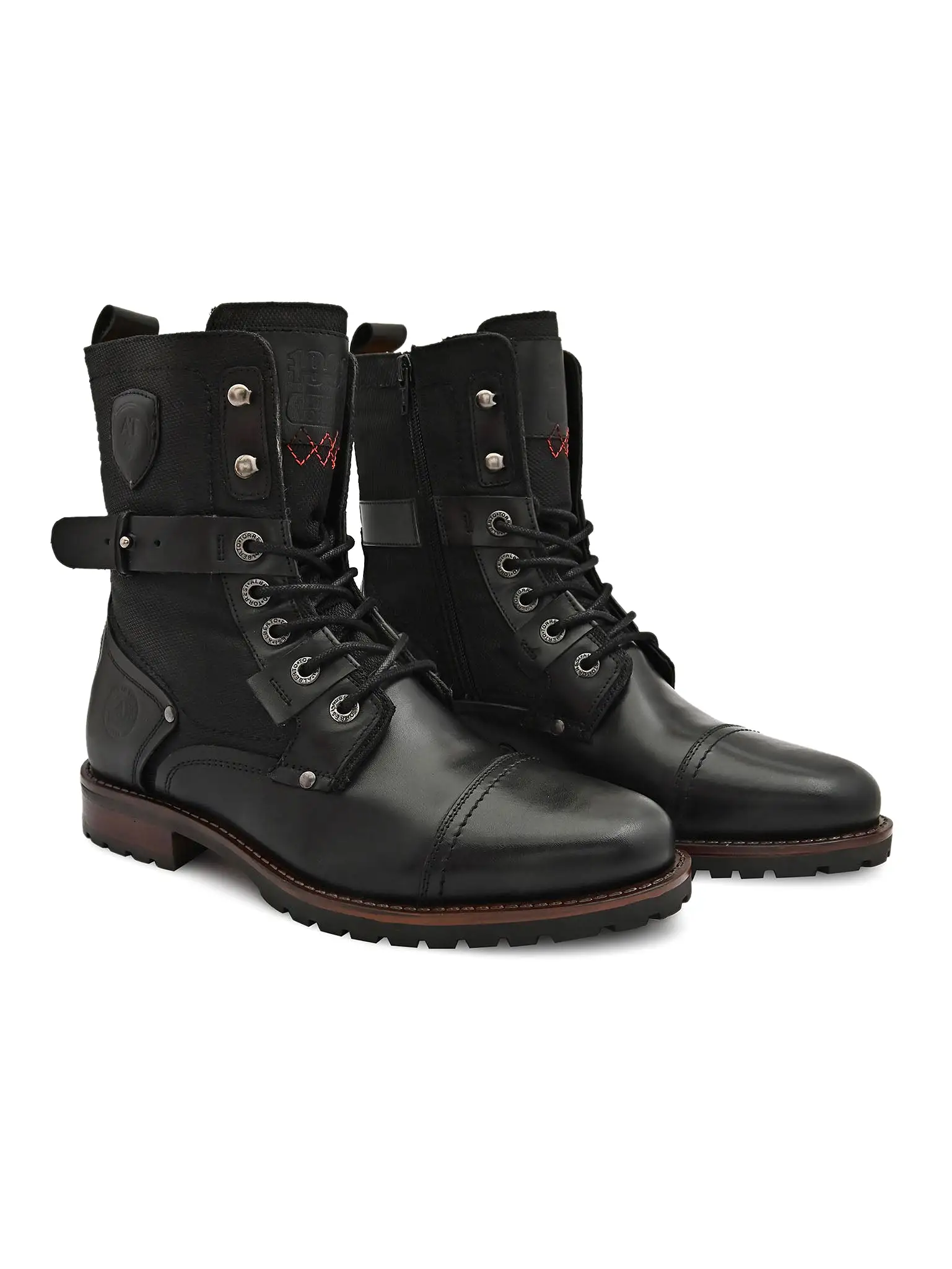 Black Cap toe Military Boots