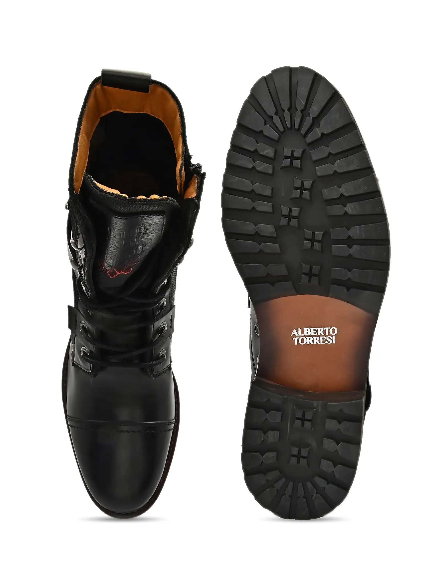 Black Cap toe Military Boots