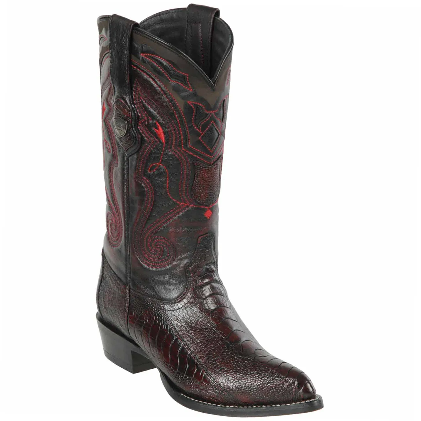 Black Cherry Ostrich Cowboy Boots J-Toe