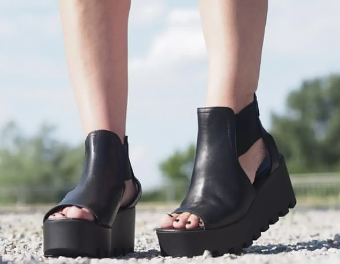 Black genuine leather summer boots/women genuine leather summer boots,leather summer boots,must have wedges