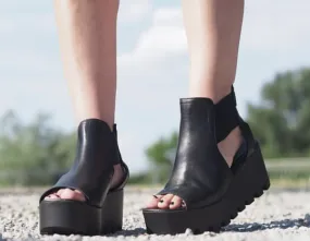 Black genuine leather summer boots/women genuine leather summer boots,leather summer boots,must have wedges