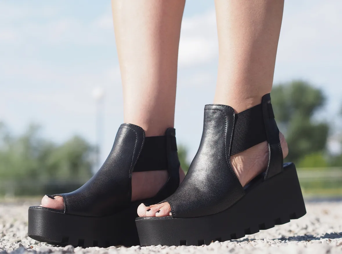 Black genuine leather summer boots/women genuine leather summer boots,leather summer boots,must have wedges