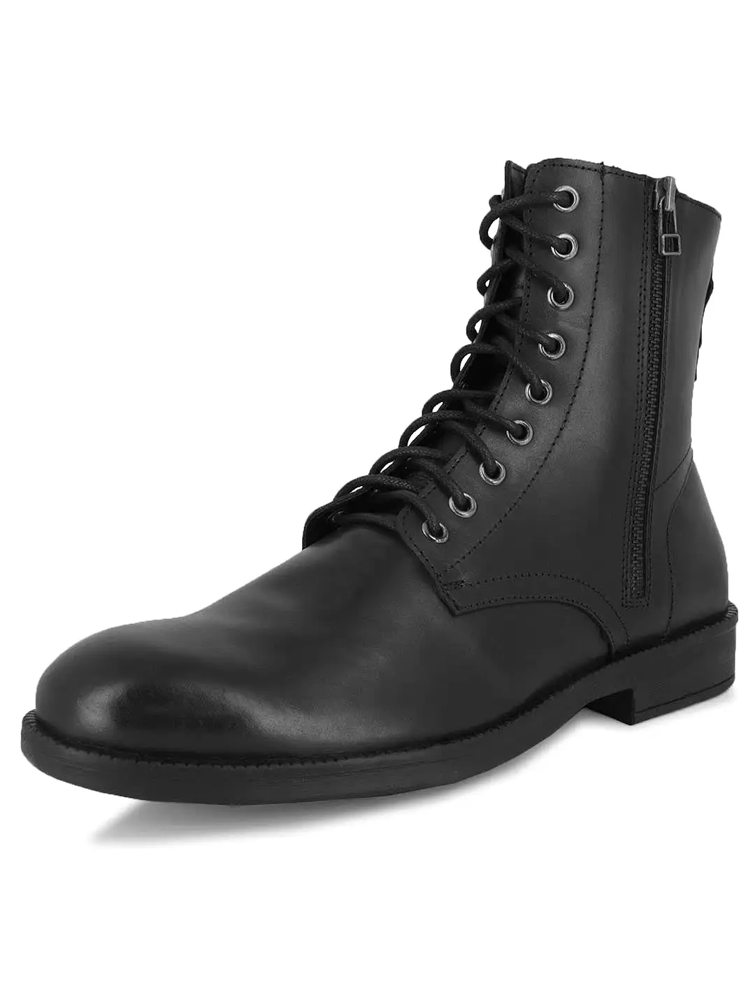 Black Leather Zip Boots