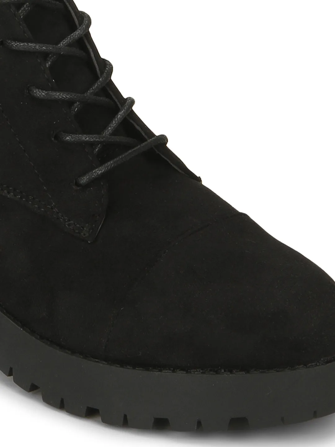 Black Micro Biker Ankle Boots