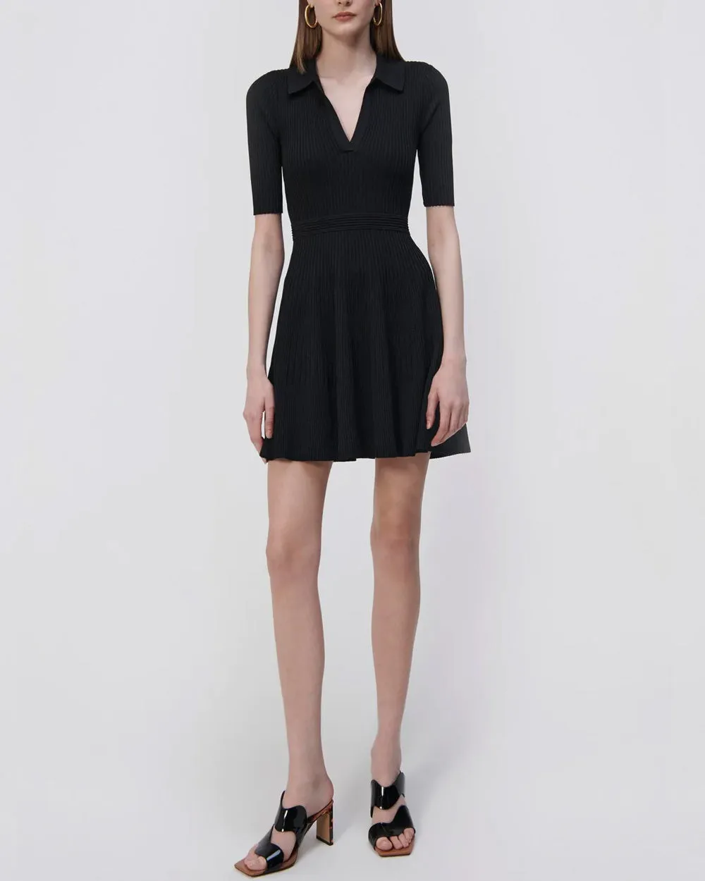 Black Patricia Core Compact Rib Polo Dress