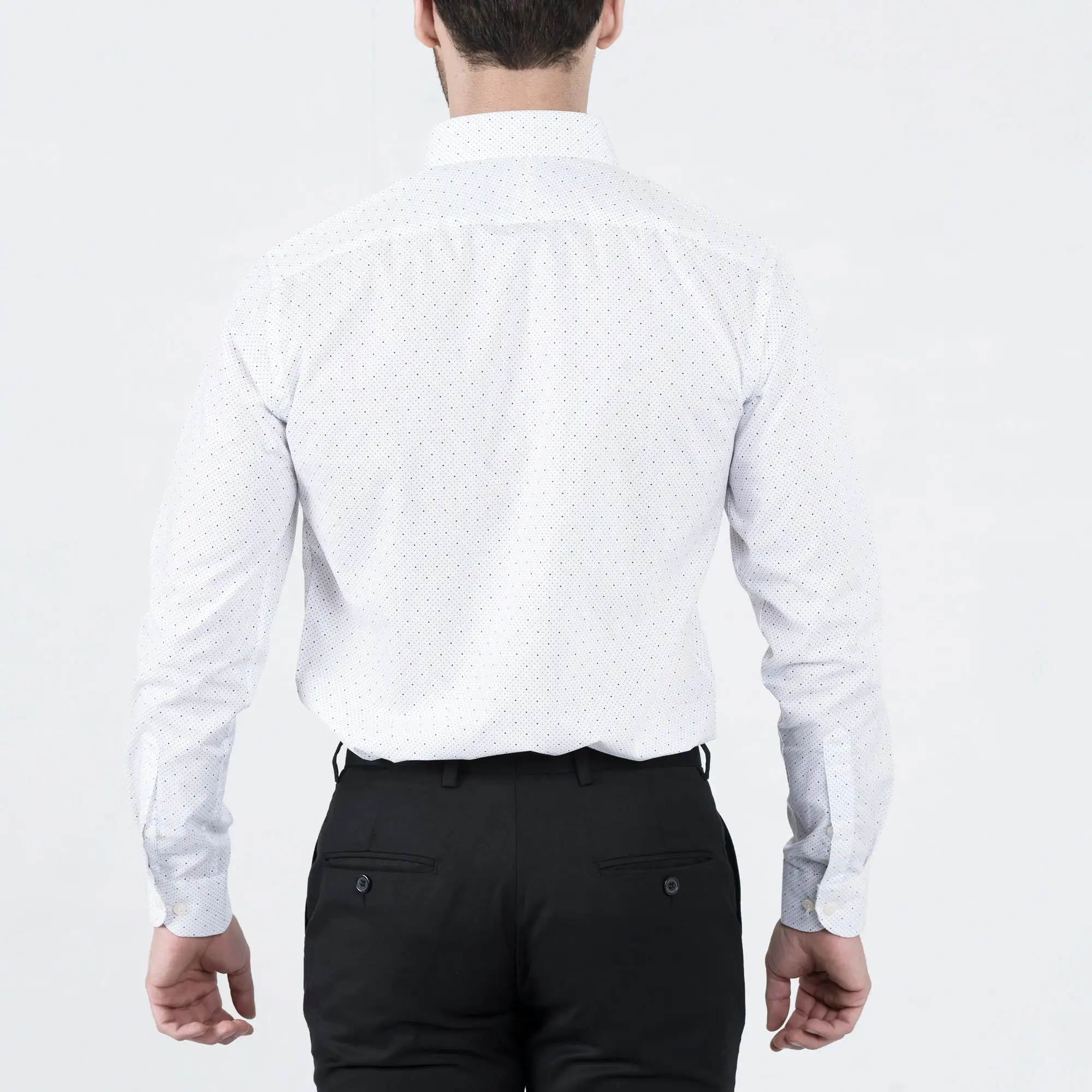 Black Spotted White Formal Shirt