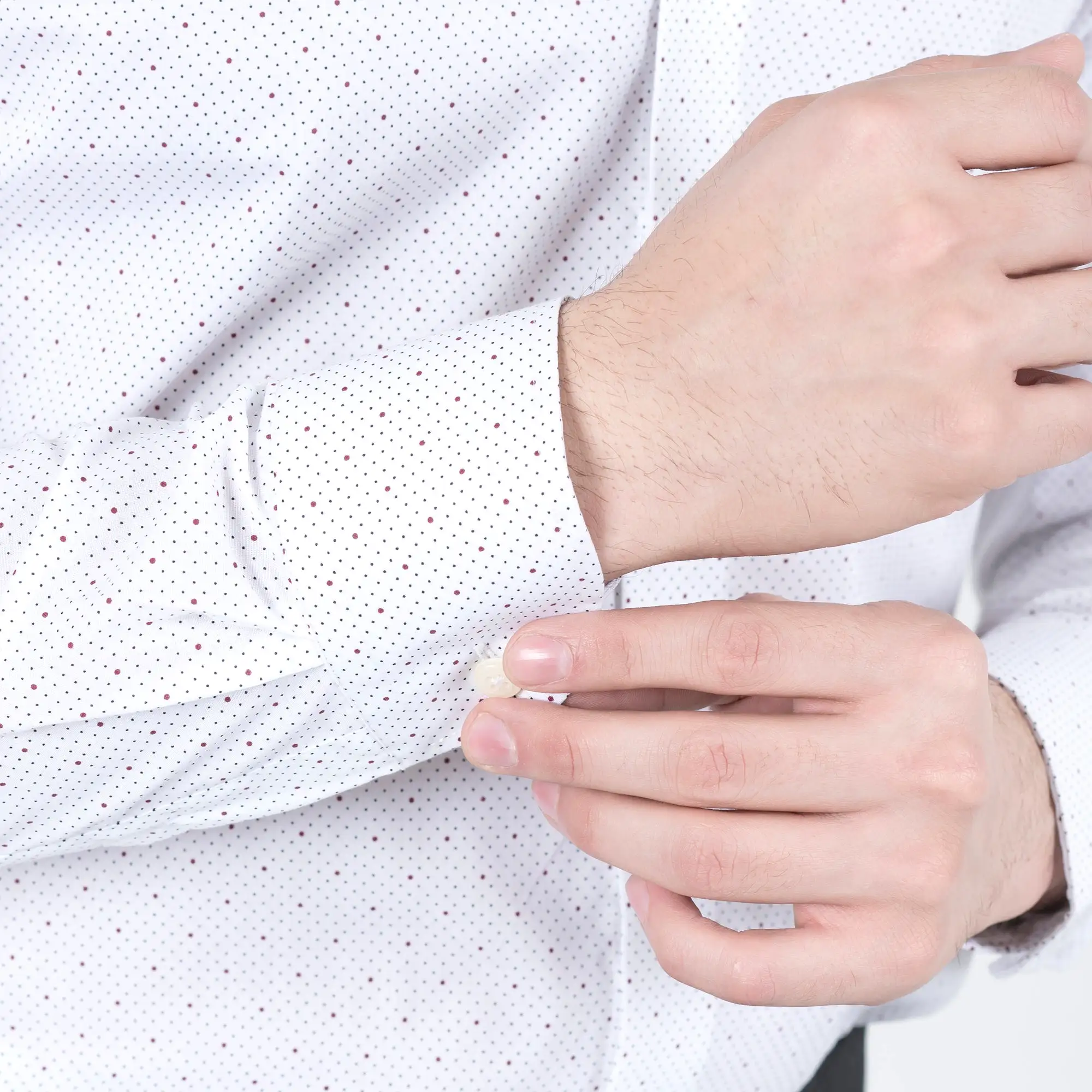 Black Spotted White Formal Shirt