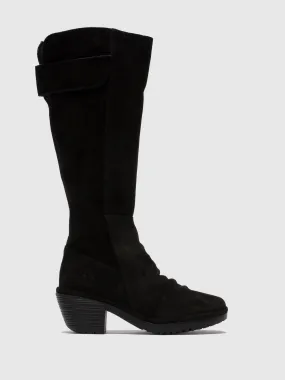 Black Suede Zip Up Boots