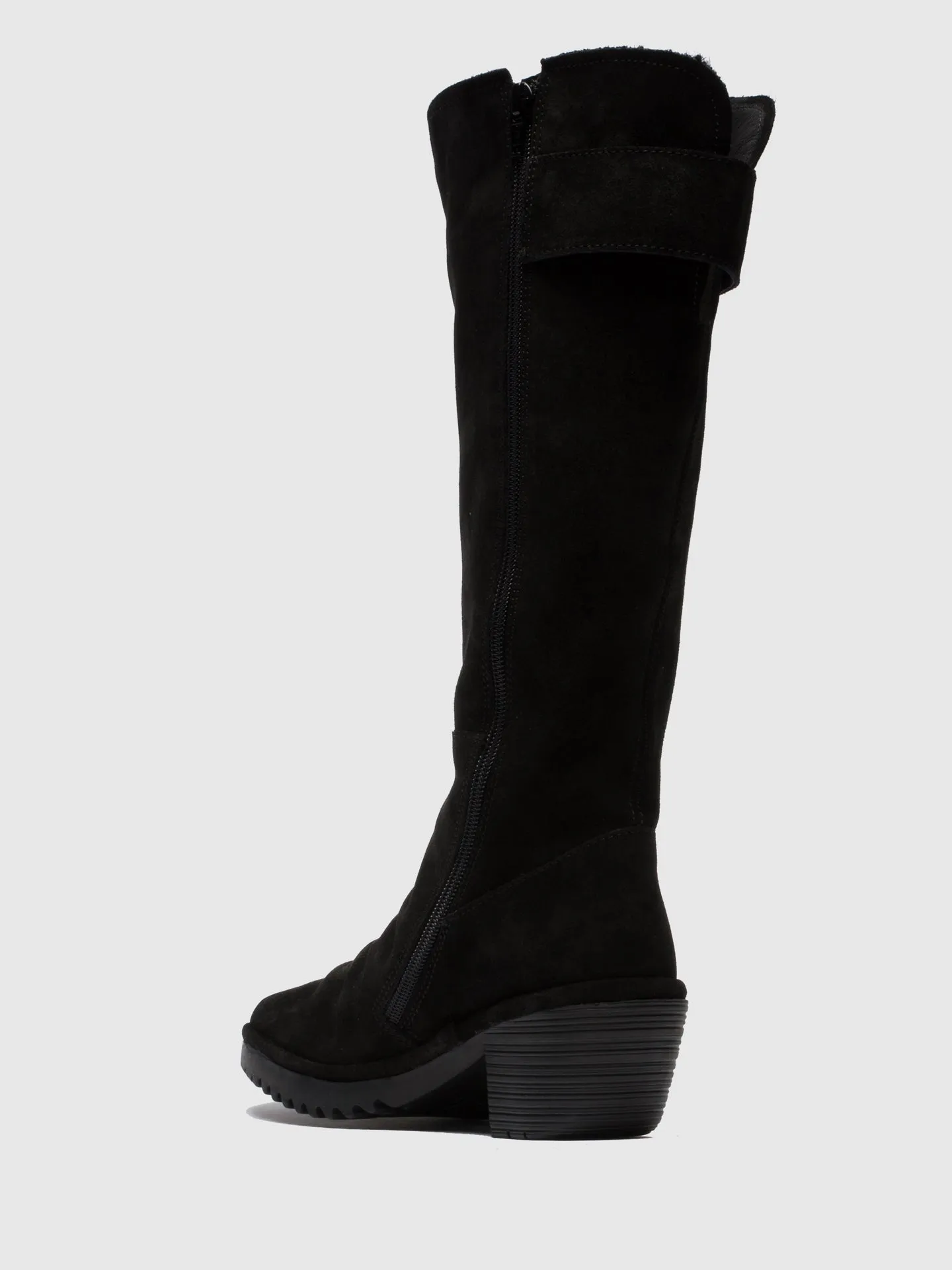 Black Suede Zip Up Boots