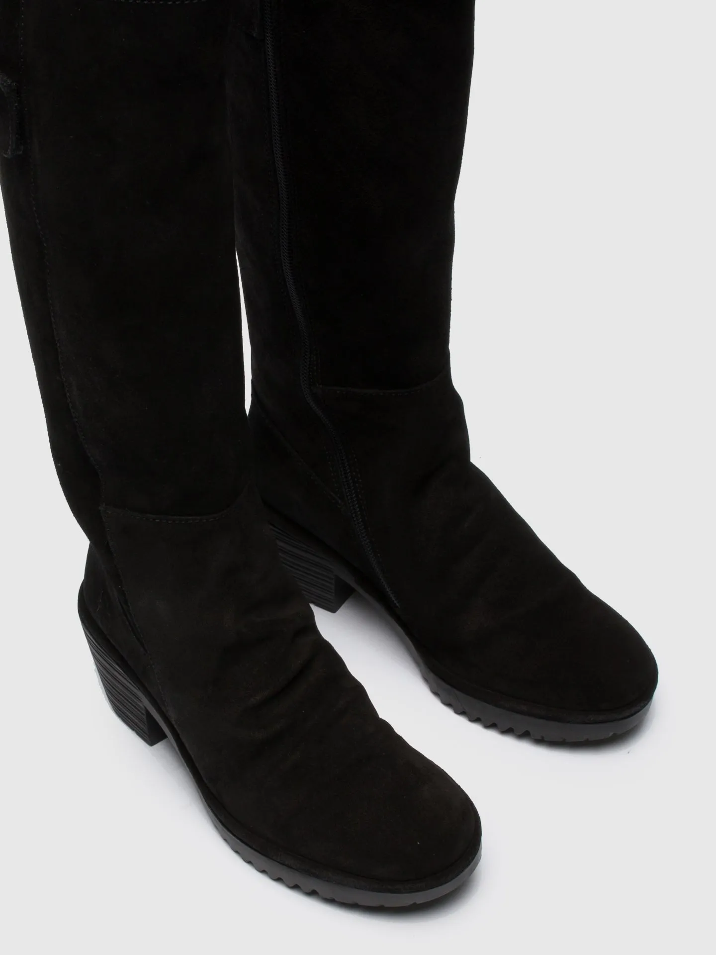 Black Suede Zip Up Boots