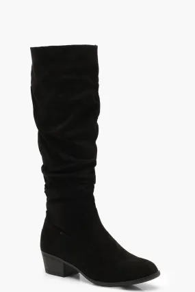 Block Heel Slouch Knee Boots