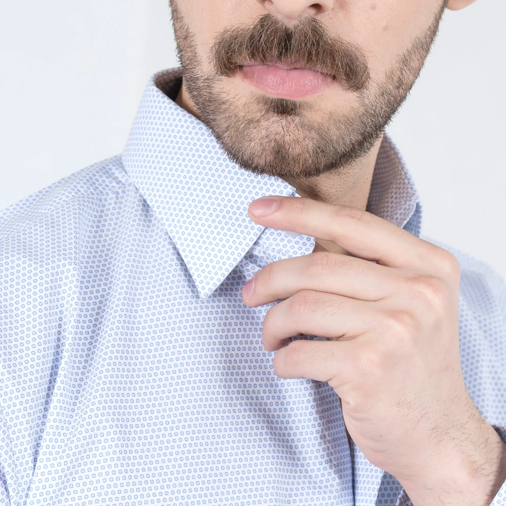 Blue-hollowed White Formal Shirt