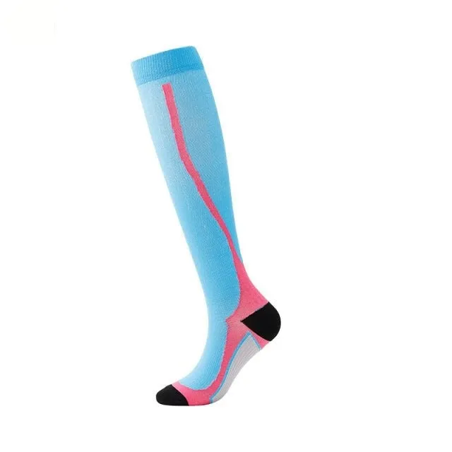 Blue Pink Compression Blood Circulation Promotion Slimming Socks for Men