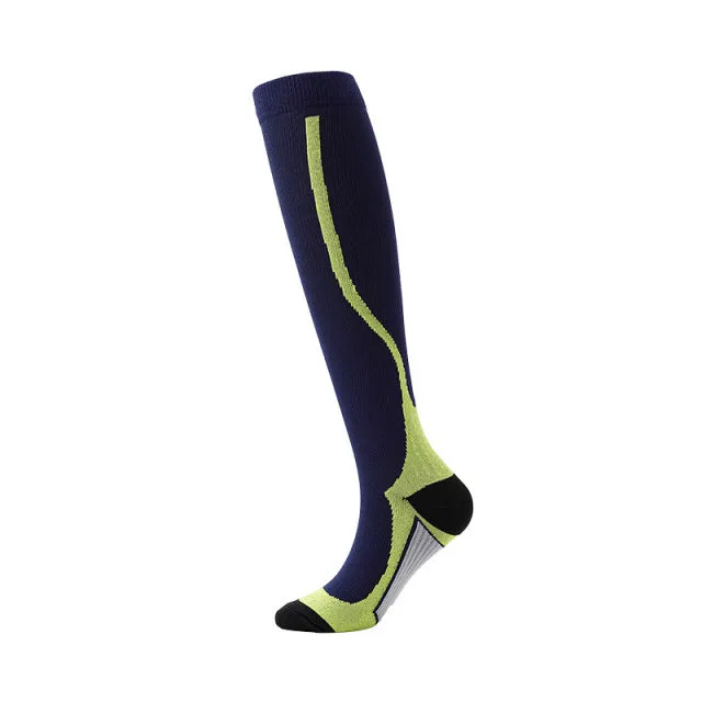 Blue Yellow Compression Blood Circulation Promotion Slimming Socks for Men