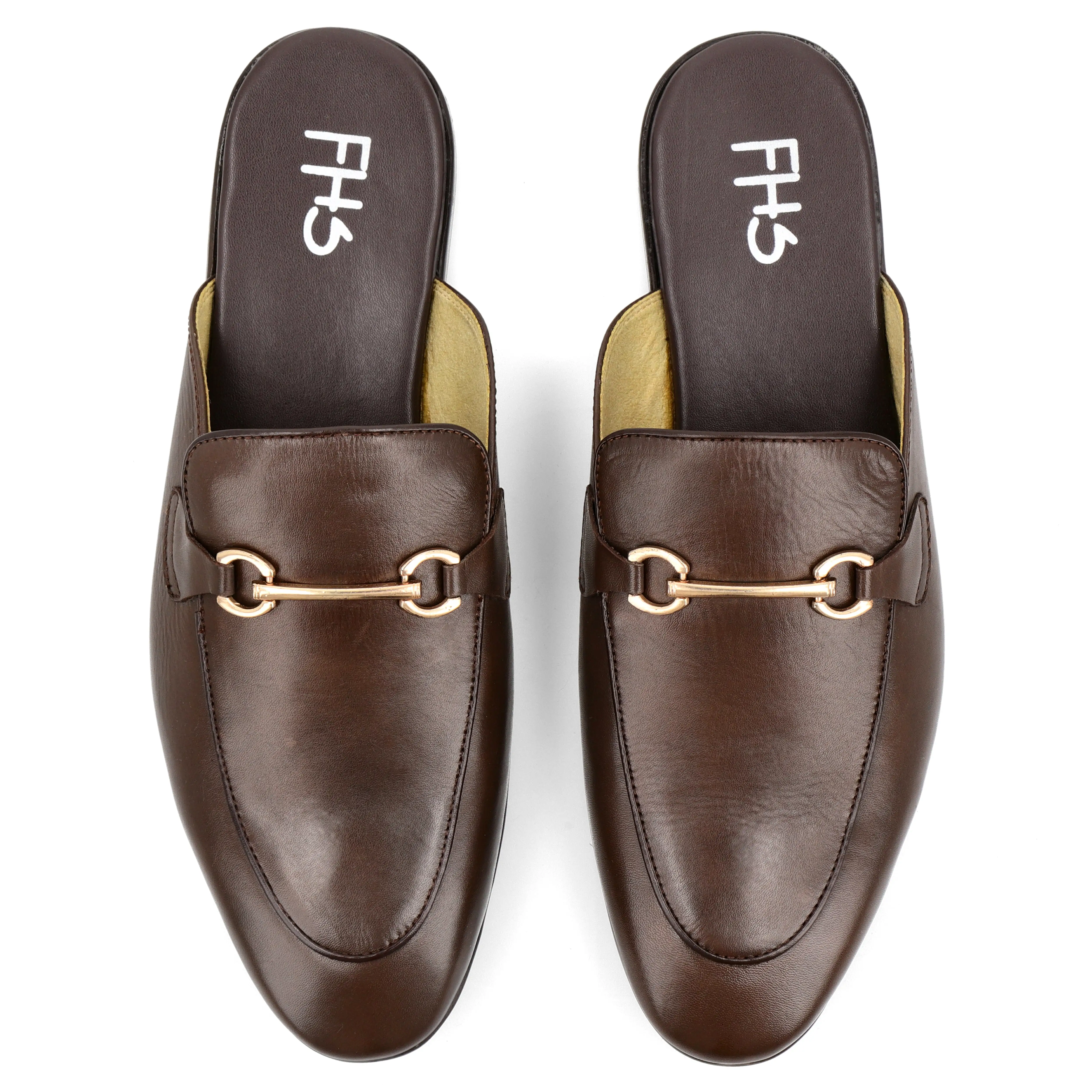 Brass Buckled Half Moccasins-Brown