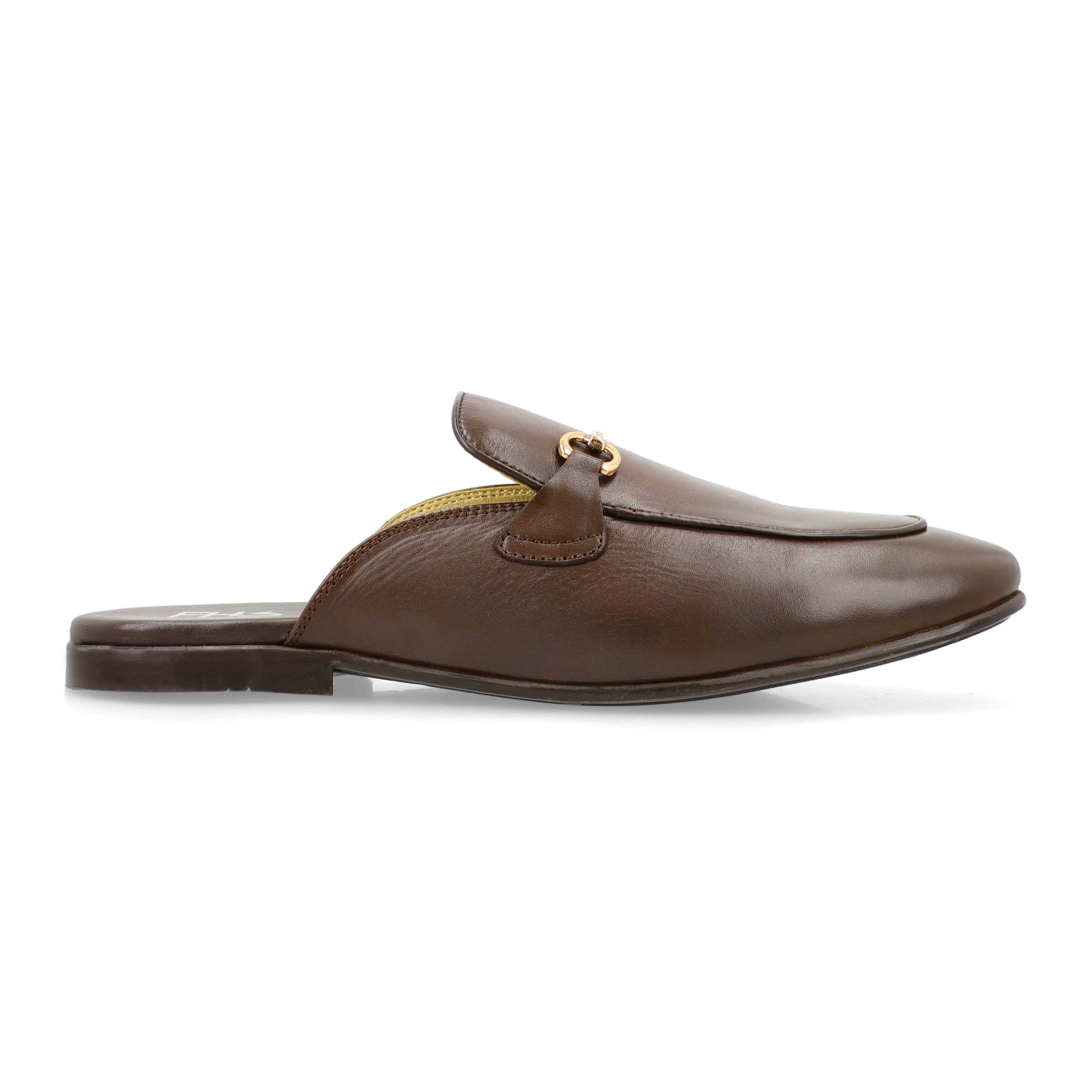 Brass Buckled Half Moccasins-Brown