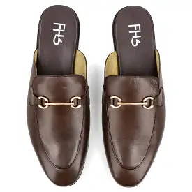 Brass Buckled Half Moccasins-Brown