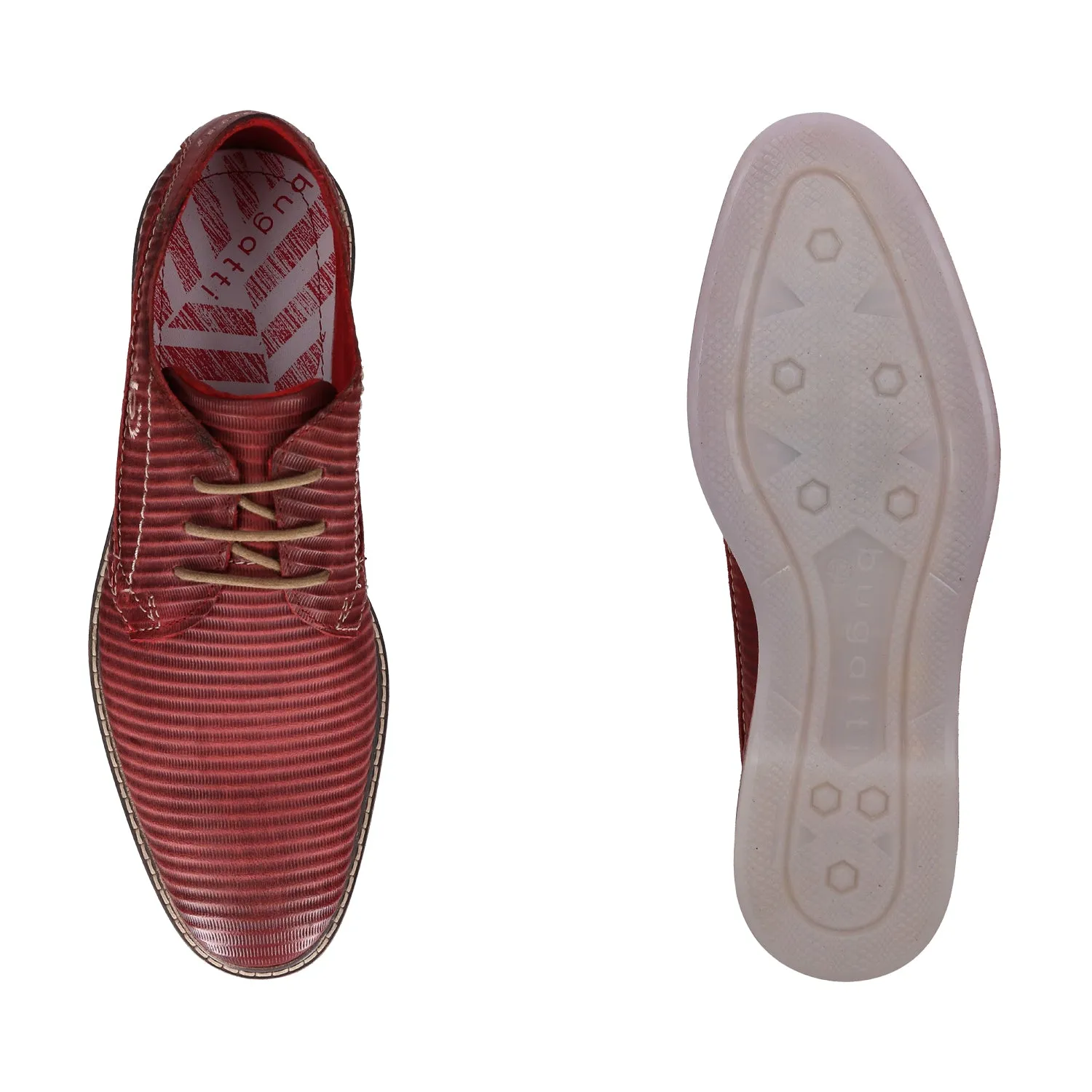 bugatti Red Nubuck Leather Casual Shoes