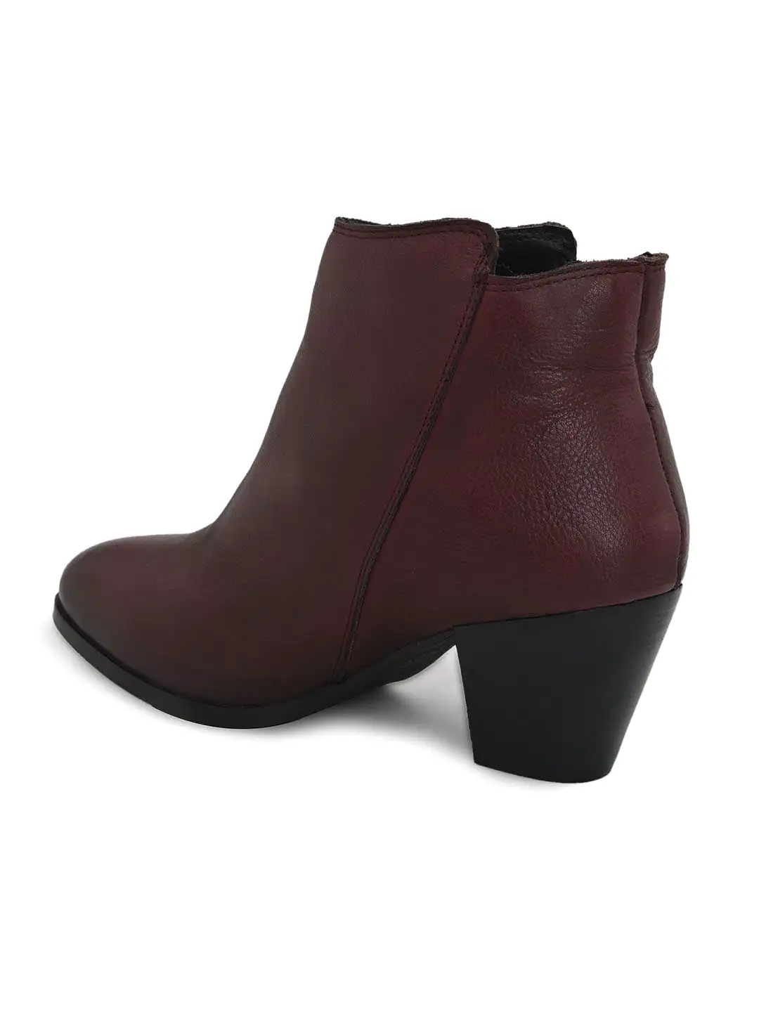 Burgundy Leather Zip Boots