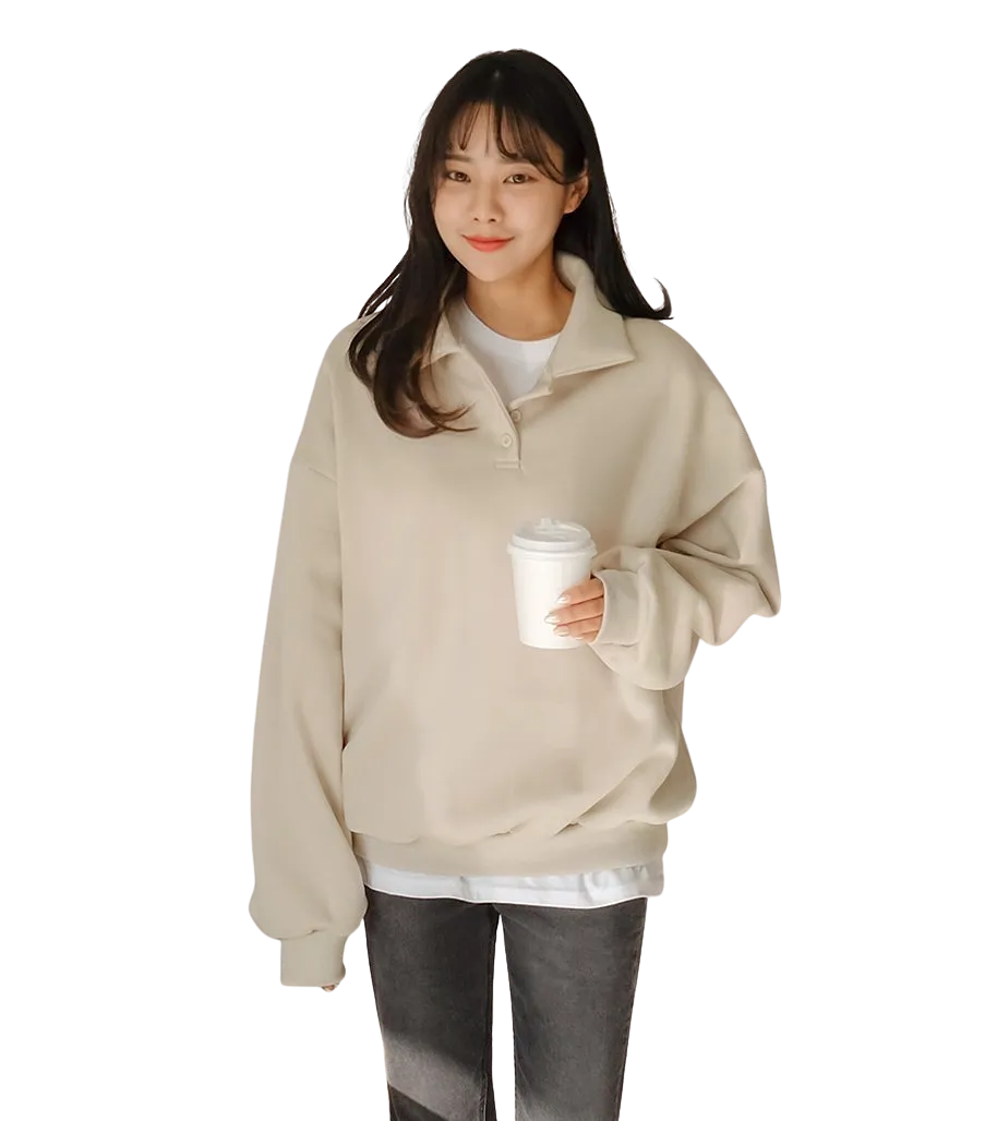 Casual Cozy Brushed Sweatshirts Long Sleeved Tops for Womens Warm Korean Kpop Style