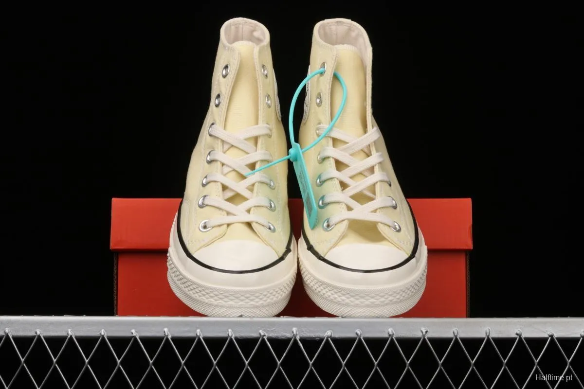 Converse 70s spring new color environmental protection cream yellow high top leisure board shoes 170795C