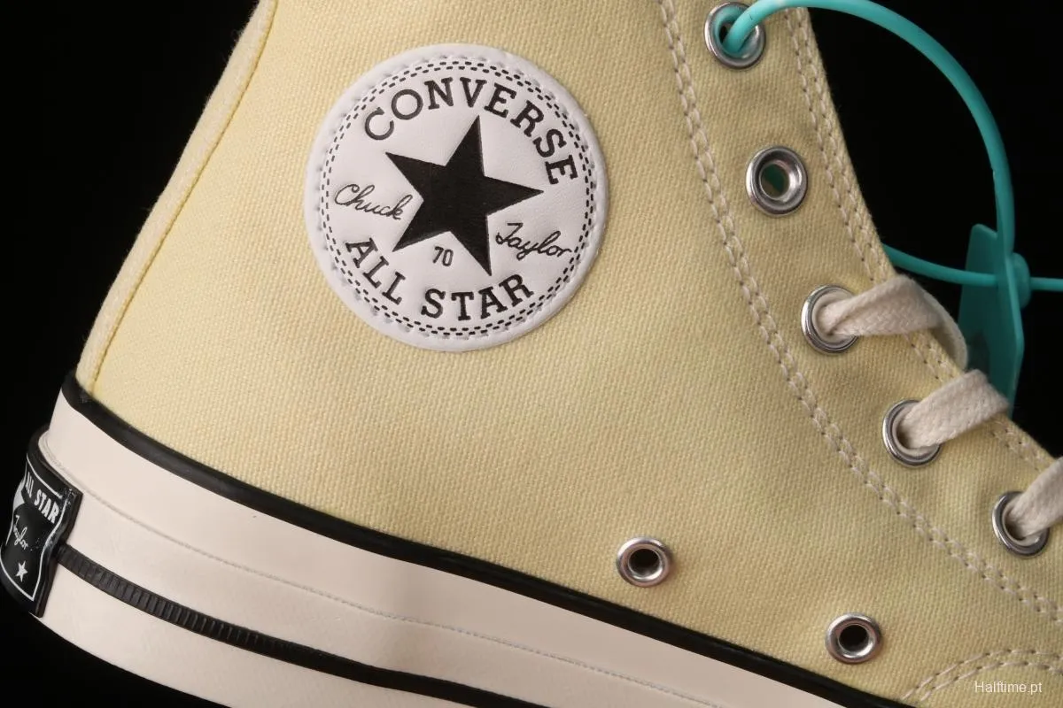 Converse 70s spring new color environmental protection cream yellow high top leisure board shoes 170795C