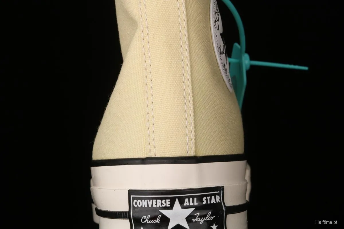 Converse 70s spring new color environmental protection cream yellow high top leisure board shoes 170795C