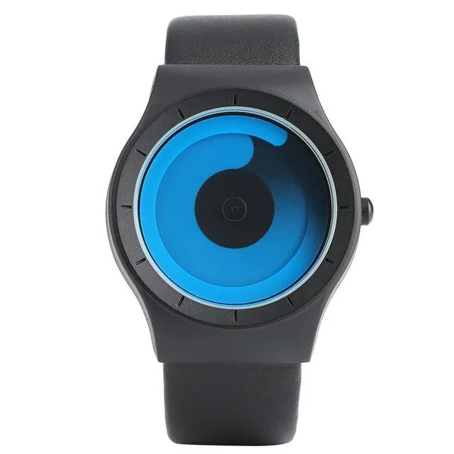 Creative Concept Men's Blue Swirl Pointer Quartz Wristwatch for Sports Hour