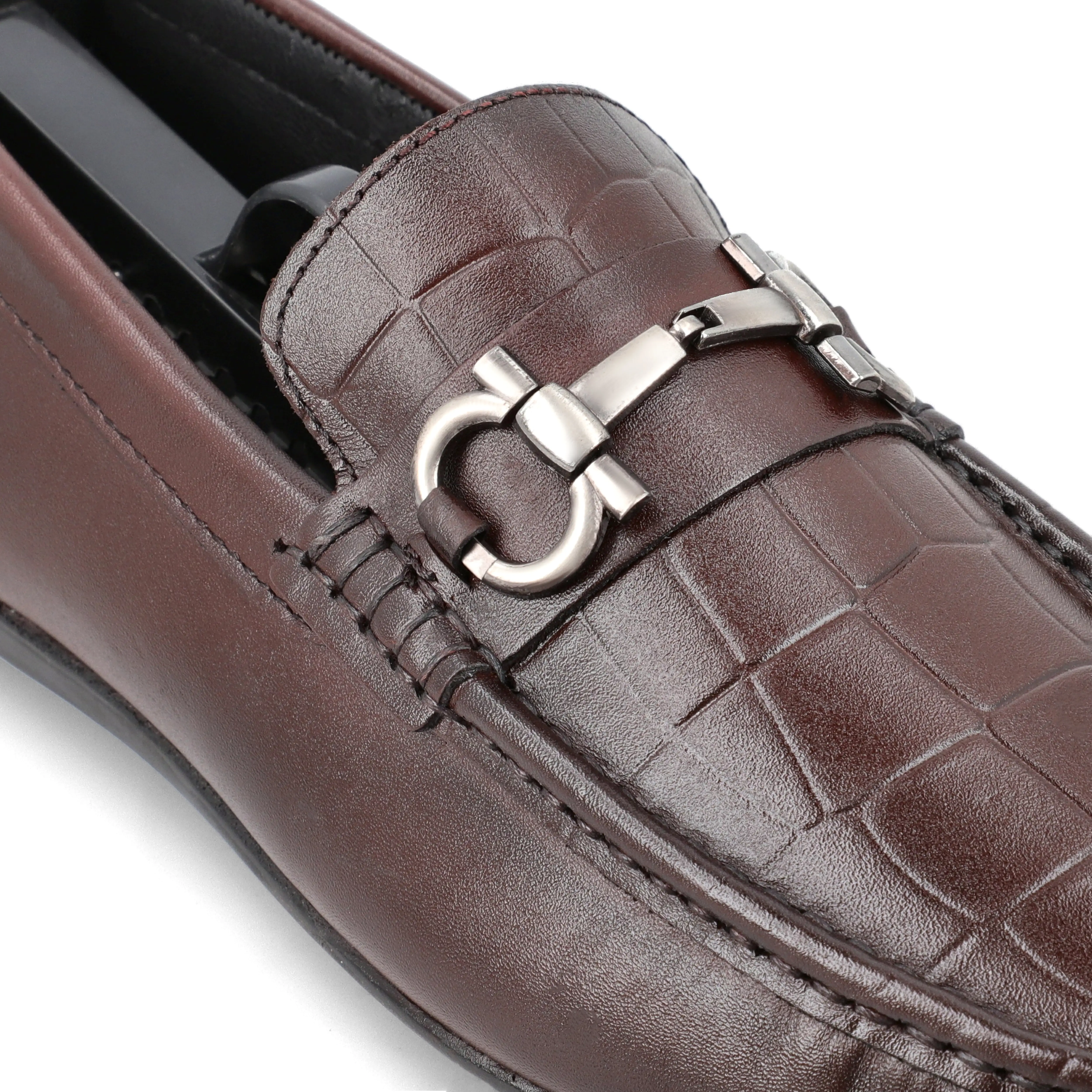 Crocodile Embossed Leather Mocassins